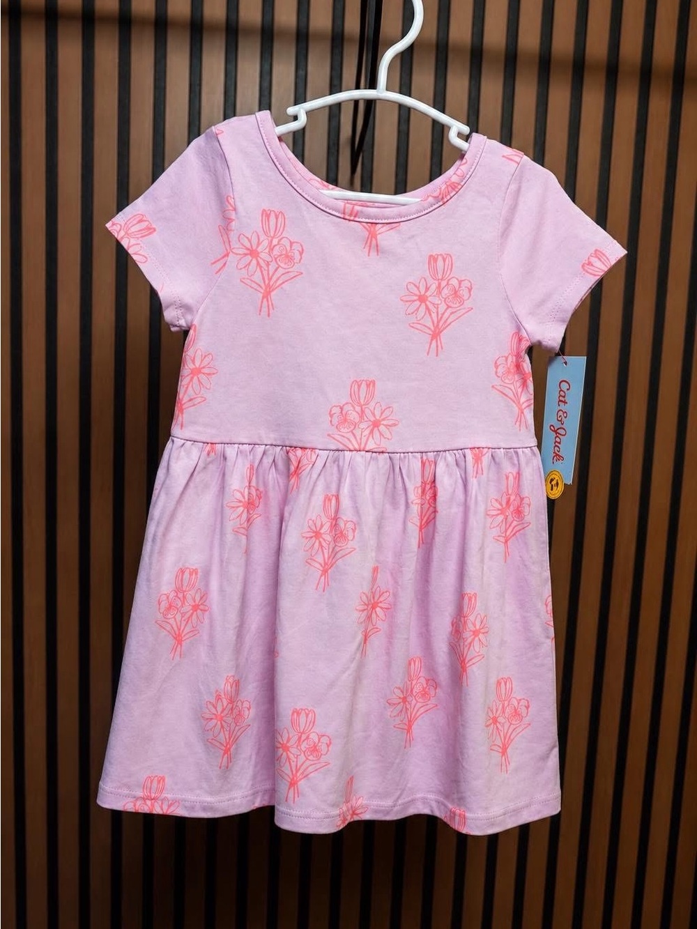 Cat & Jack Light Pink Dress with Coral Floral Print